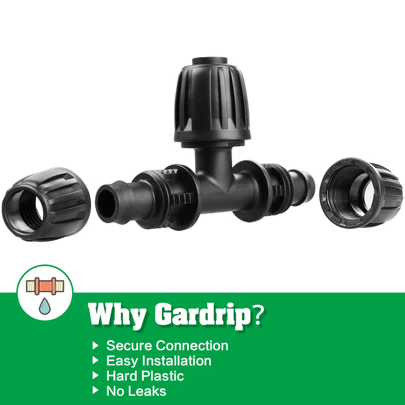 [Australia - AusPower] - Drip Irrigation Fittings for 1/2 Inch Drip Tubing (1/2" ID x 0.65" OD)?1/2'' Drip Line Tees Anti-drop Locked Nut Barbed Tee Connectors Garden Irrigation System Parts (10 Pack) 1/2" Barbed Tee-10P 