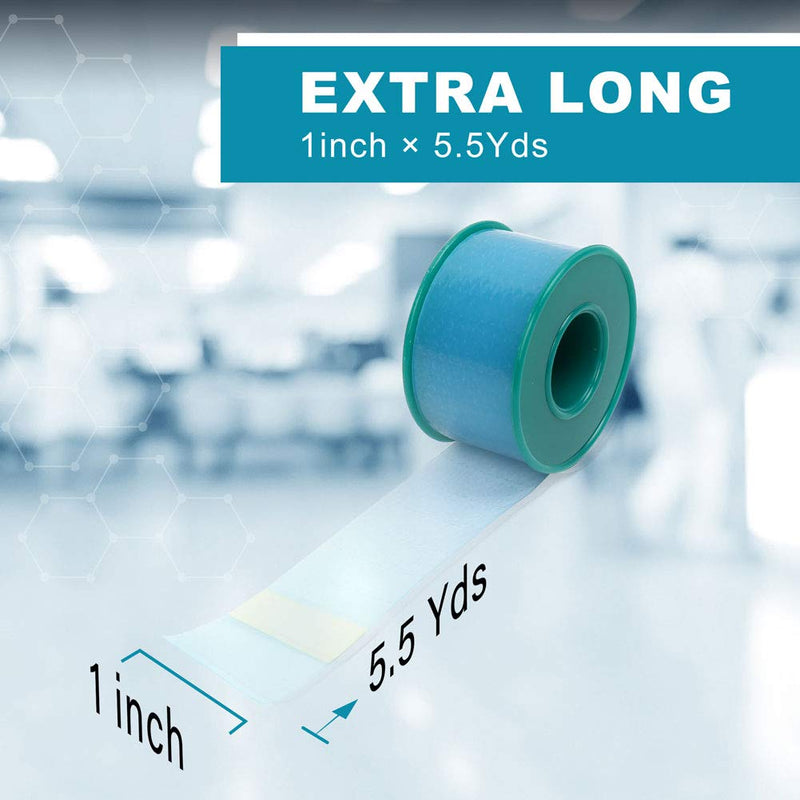 [Australia - AusPower] - LotFancy Medical Soft Silicone Tape, 1" x 5.5 Yards, 6 Rolls Transparent Adhesive Water-Proof Surgical Tape, Surgery First Aid Tape for Wound and Sensitive Skin 6 Count (Pack of 1) 