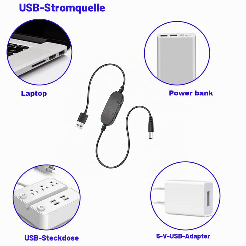 12 V PC Fan Speed Controller, USB DC 5 V Step Up to 12 V 2-Pin Fan Speed Controller Governor with 1 to 2 PC Fan Power Adapter Cable 12 V 1 to 2