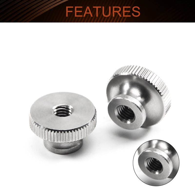 [Australia - AusPower] - MroMax 4Pcs Knurled Thumb Nuts, M6x1mm Through Hole 304 Stainless Steel Knobs Fasteners Round Hand Screw Nuts for 3D Printer Parts, Silver Tone M6 4 