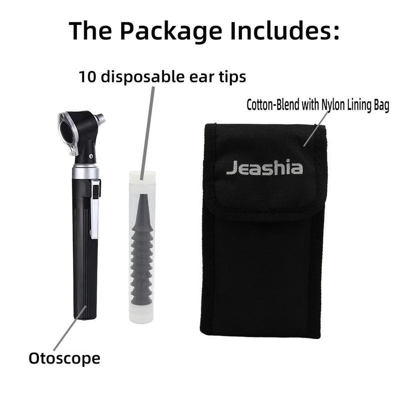 [Australia - AusPower] - Otoscope Ear Infection Detector with Bright LED Light, Portable Scope for Kids/Adults, Clinical & Pet Use (Black) BLACK 