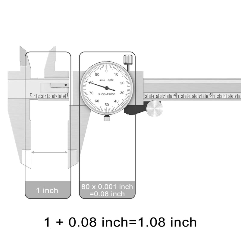 [Australia - AusPower] - HDLNKAK Dial Caliper 0.001” + Vernier Caliper 1/128 inch/0.05mm, High Precision Caliper, Measuring Caliper Tool 