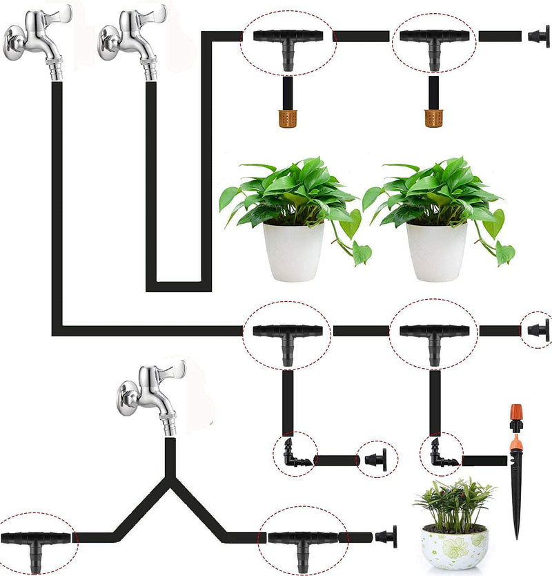 [Australia - AusPower] - 280 Pcs Barbed Connectors Irrigation Fittings Kit,Drip Irrigation Barbed Connectors 1/4''Tubing Fittings Kit for Flower Pot Garden Lawn(Straight Barbs,Single Barbs,Tees,Elbows,End Plug,4-Way Coupling) 