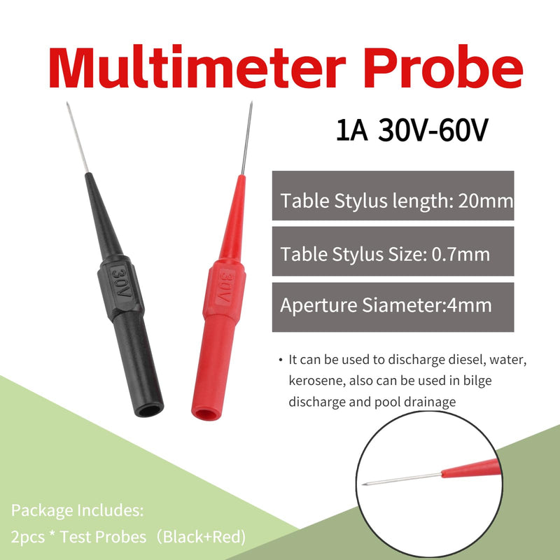 [Australia - AusPower] - Test Probes Insulation Piercing Needle, Yosoo Sharp Stainless Steel Needle Tipped Tip Multimeter Probes Test Leads Flexible Silicon Back Probe Pin for Multimeters 1 Pair 