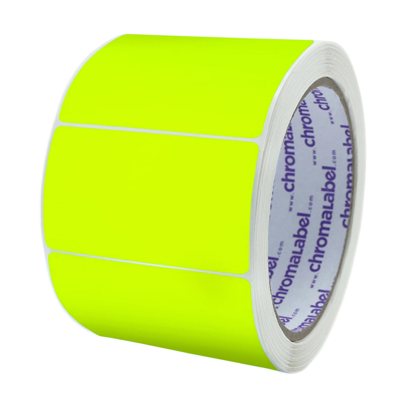 ChromaLabel 2 x 3 inch Permanent Color Code Rectangle Labels, 250 Stickers per Roll, Fluorescent Yellow