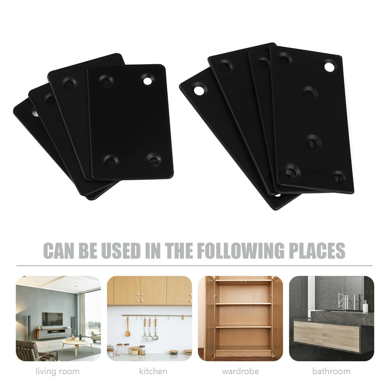 [Australia - AusPower] - Flat Mending Plates, 8 Pcs Black Metal Flat Straight Mending Plates, Joining Fixing Brackets, Flat Fixing Corner Brace Plates for Wood, Shelves, Furniture, with 40 Pcs Screws, Screwdriver 