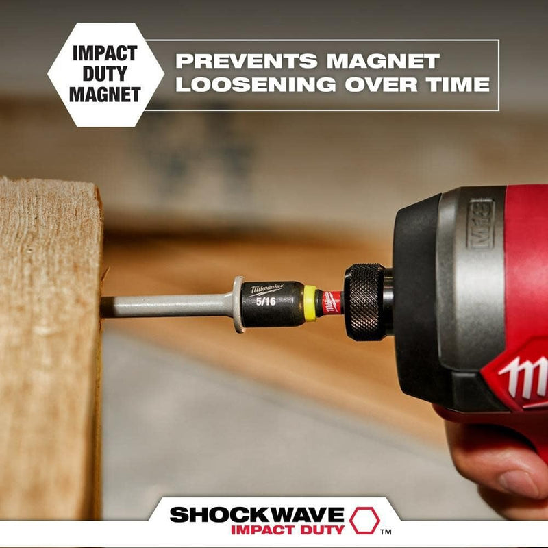 Milwaukee 49-66-4733 Shockwave 2-9/16-Inch Mag Nutdriver 5/16-Inch, 10 Pack