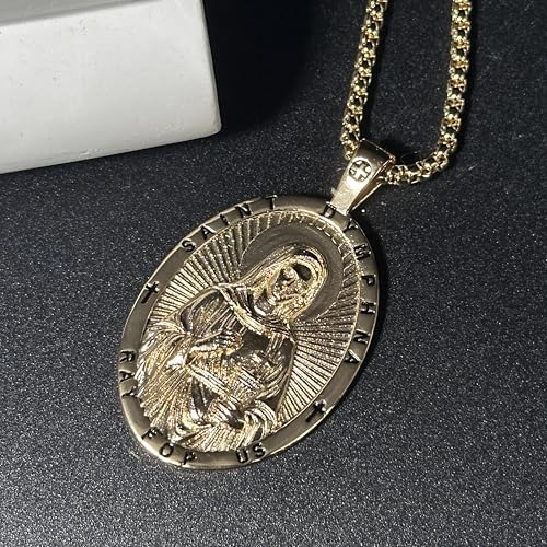 Saint Dymphna Necklace, Catholic Medal Prayer Pendant Jewelry Gold