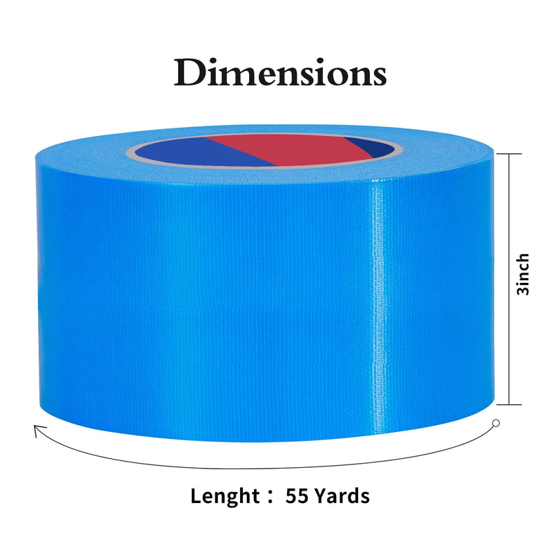 Blue Heavy Duty Duct Tape, 3 Inch x 55 Yards, Industrial Grade Waterproof & UV Resistant, Strong Adhesive for Indoor Outdoor Repairs, Crafts, Home Improvement, Moving Packing and DIY Projects 3Inch x 55 Yards Blue 1