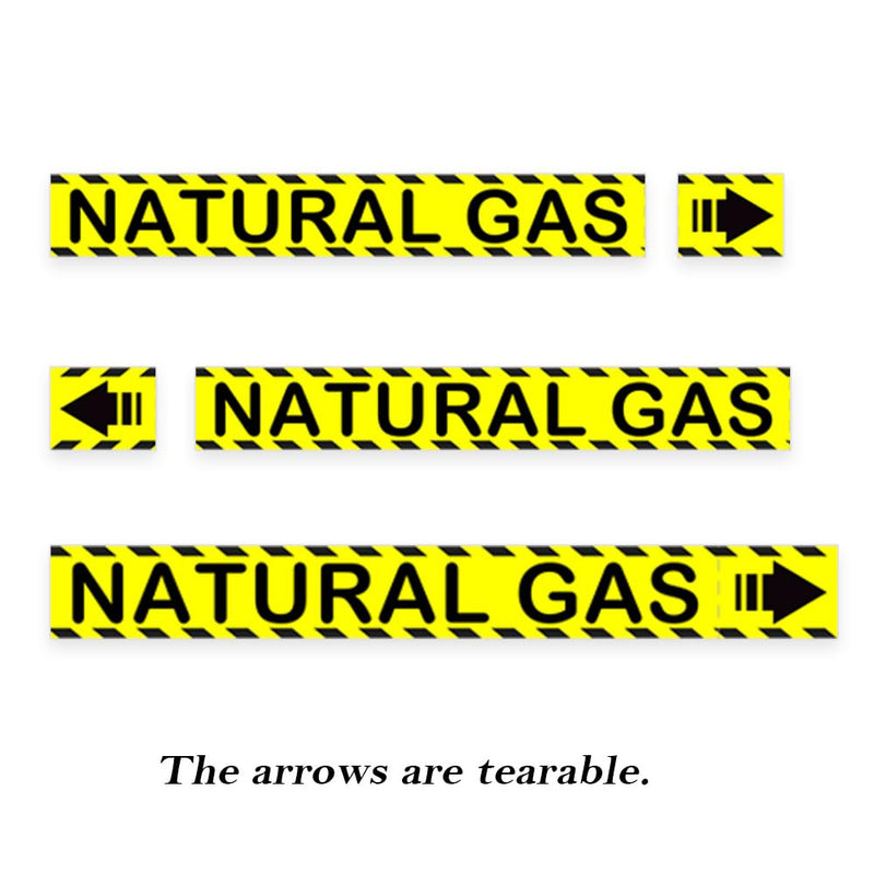 Nature Gas Pipe Labels with Arrows 8 x 1 inch Gas Marking Safety Labels for Pipes Identification, Inspections, Detector, Regulator and Heaters 10 Pack (Naturals Gas) Natural Gas