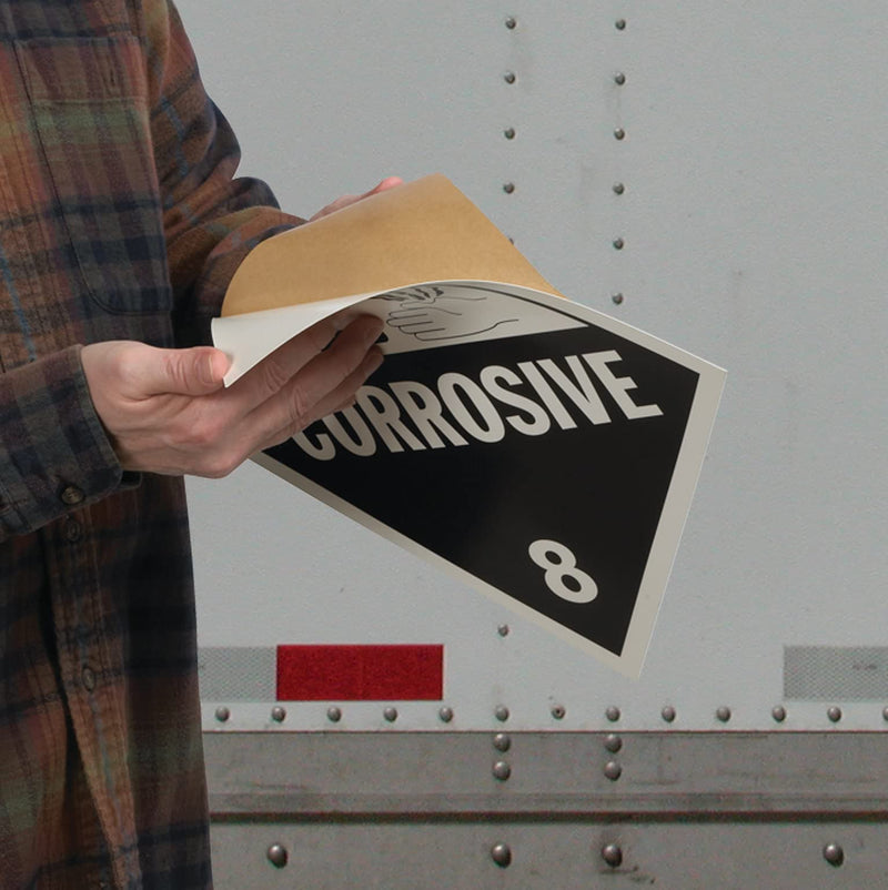 [Australia - AusPower] - Class 8 Corrosive Placard, Worded 25-pk. - 10.75" x 10.75" Removable Self Adhesive Economy Vinyl for Short-Term Applications - J. J. Keller & Associates - Complies with DOT Hazmat Placard Requirements 