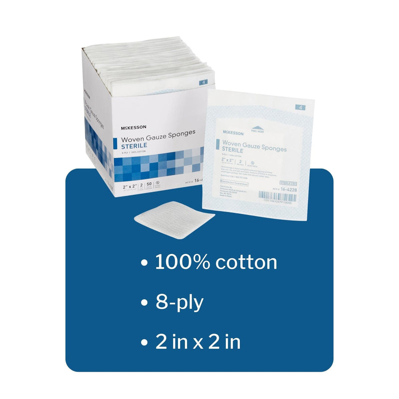 [Australia - AusPower] - McKesson 8-Ply Sterile Gauze Sponges, 2" x 2", 2 counts per Pack, 50 Packs (total 100 Sterile Gauze Sponges) 