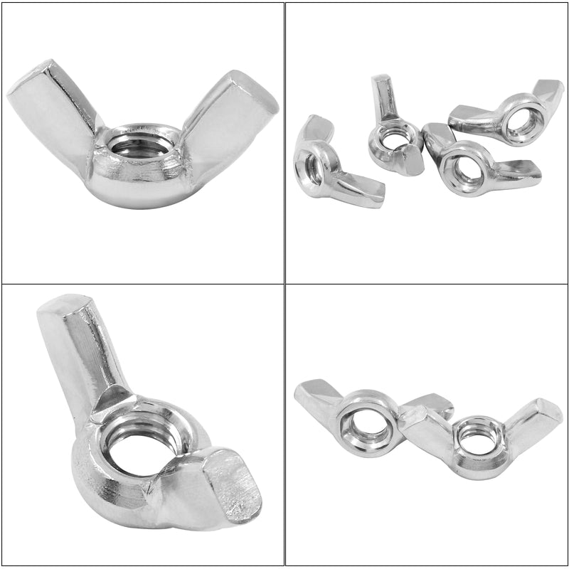 [Australia - AusPower] - 50 Pack 1/4"-20 Wing Nuts, 304 Stainless Steel Butterfly Nuts, Fasteners Parts Hand Twist Tighten Ear Wingnuts for Mechanical Electronic Furniture 