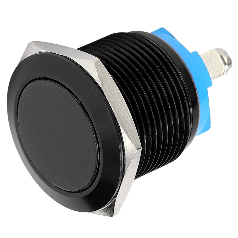[Australia - AusPower] - Metal Push Button Switch, Metal Push Button Switch, Metal Push Button, Flat Head, Normally Open Button, Full Oxidation, Self-Resetting Jog Screw,, black 