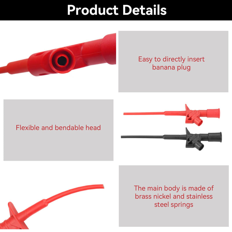 [Australia - AusPower] - 4PCS Multimeter Test Hook Clips, Professional Flexible IC Test Hook Clip Grabbers Probe High Voltage Flexible Test Probe Insulated Quick for Multimeters, Clamp Meters and Automobile Inspection 