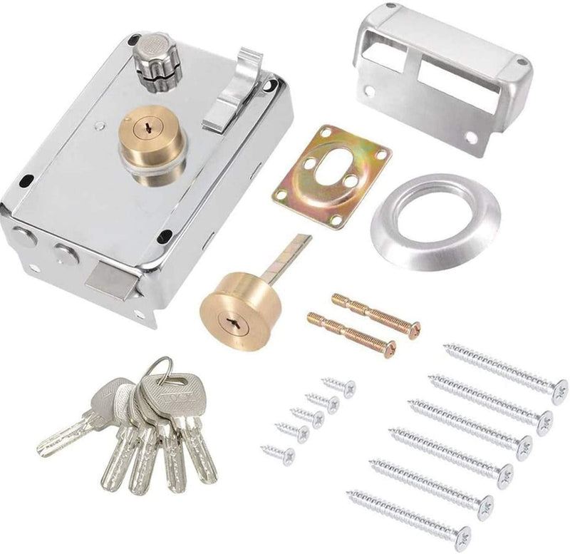 XMHF Home Safety Vertical Keyway Cylinder Deadbolt Rim Lock Set Exterior Door Anti-Theft Door Locks