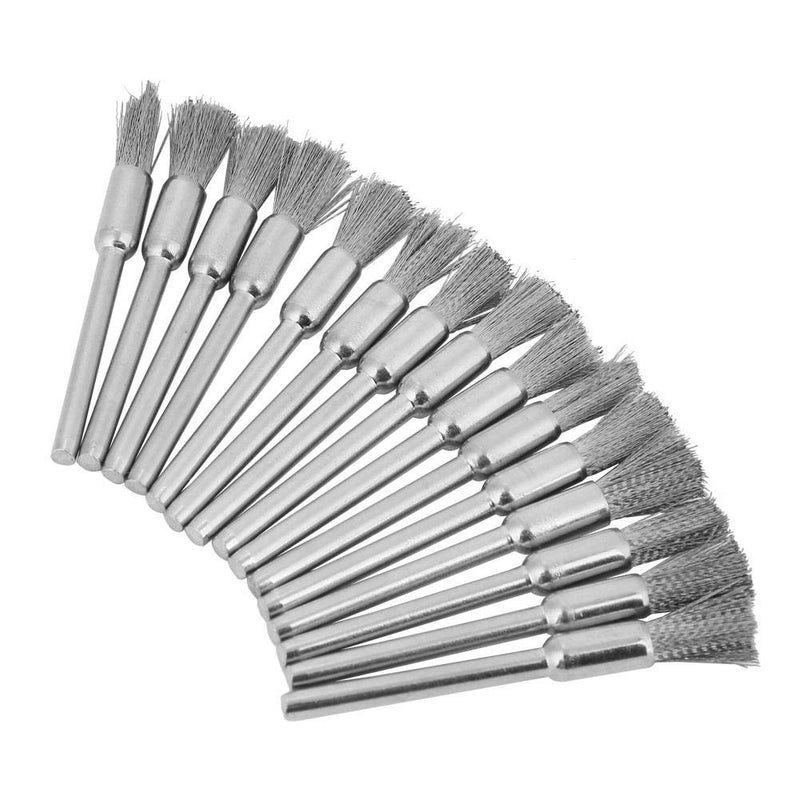 Steel Wire Brush 3 mm Diameter Shaft Mini Polishing Tool for Metal Wood Stone Surface Cleaning (15 Pieces (3 x 5 mm))) (3*5mm