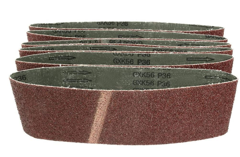 [Australia - AusPower] - 4 x 24 Inch Aluminum Oxide Sanding Belt for Belt Sander 36 Grit 6pcs (Red or Black Random) 36 Grits(6pcs) 