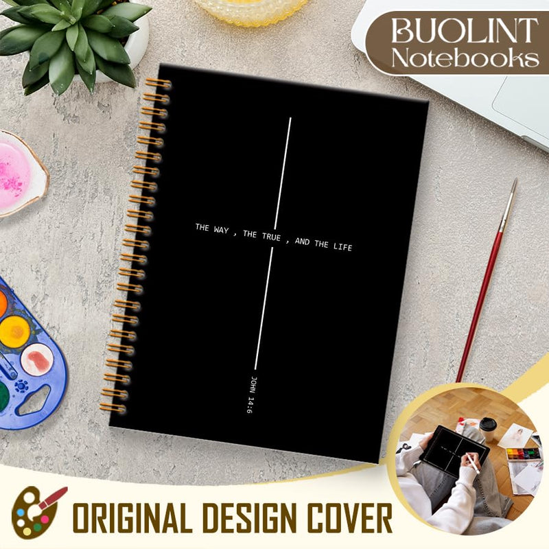 Christian Cross Prayer Journal Gift for Women Men 5.5x8.3in(Black Black