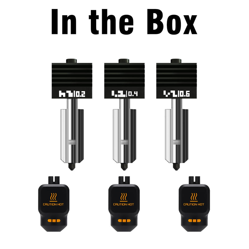 3PK 0.2+0.4+0.6mm p2s hotend Kit for Bambu lab P2S/X2D/H2D/H2S/H2C Anti-Clogging & Leak-Proof Design for Bambu Lab P2s Nozzle Hardened Steel Wear-Resistant P2S Extruder Kit for Bambu P2s Combo