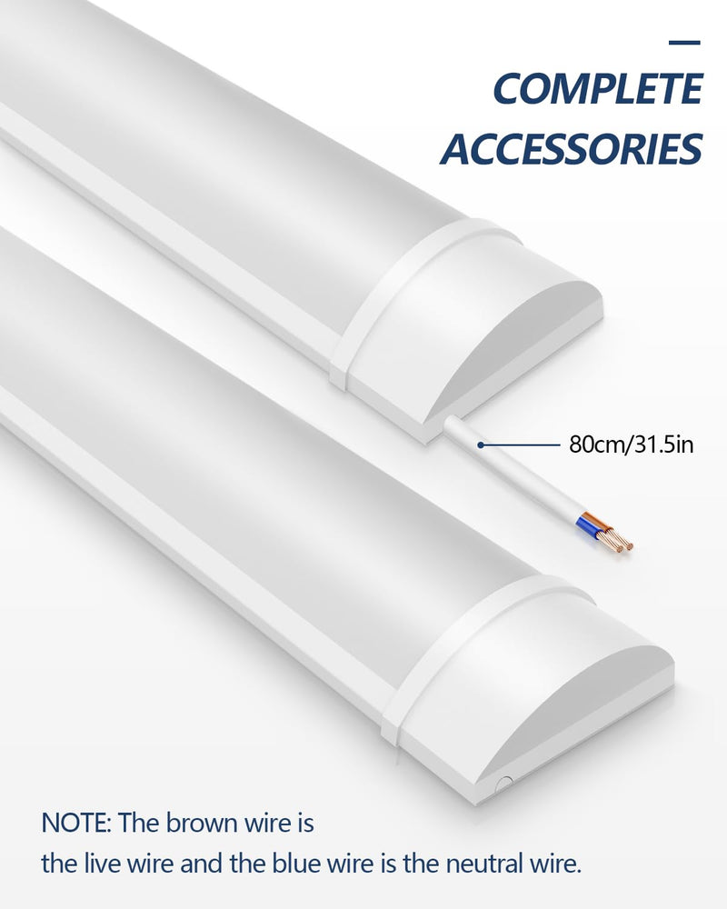[Australia - AusPower] - Sararoom 2ft Led Shop Light Fixture, 20W LED Tube Light, 2400lm,4000K Neutral White, 60cm 23.6inch LED Garage Closet Light Ceiling Light for Office Home Basement, No Plug, No Ground Wire 2FT 20W 1Pc 