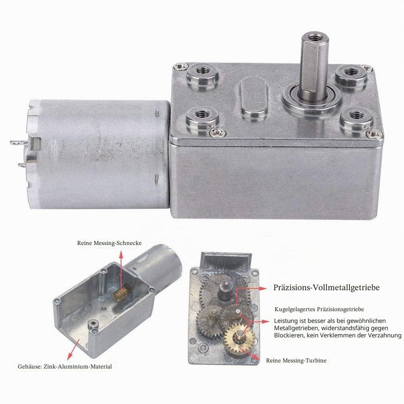 Gear Motor, Micro DC 6V Worm Gear Motor with Torque, Speed Reduction Motor 5/10/20/25/30/40/50/100/150RPM DC Reduction Motor (30RPM) 30RPM