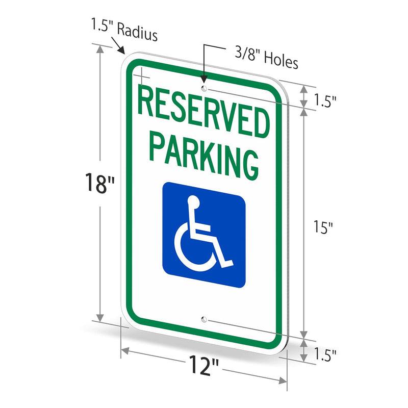 "Reserved Parking" Federal Handicap Parking Sign By SmartSign | 12" x 18" Aluminum 12" x 18" Non-Reflective Aluminum