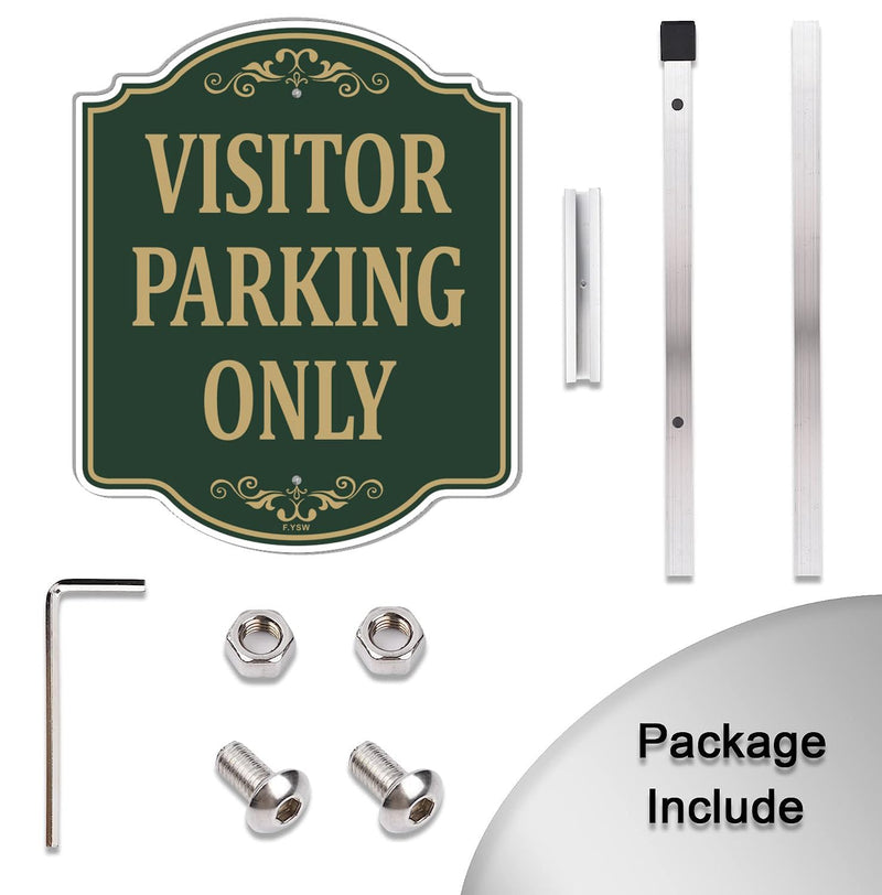 Visitor Parking Only Sign Customer Parking Sign 12" x 10" With 35" Long Metal Stakes Guest Parking Only Sign With Stand Welcome Sign Aluminum Outdoor Use Yard Business Sign