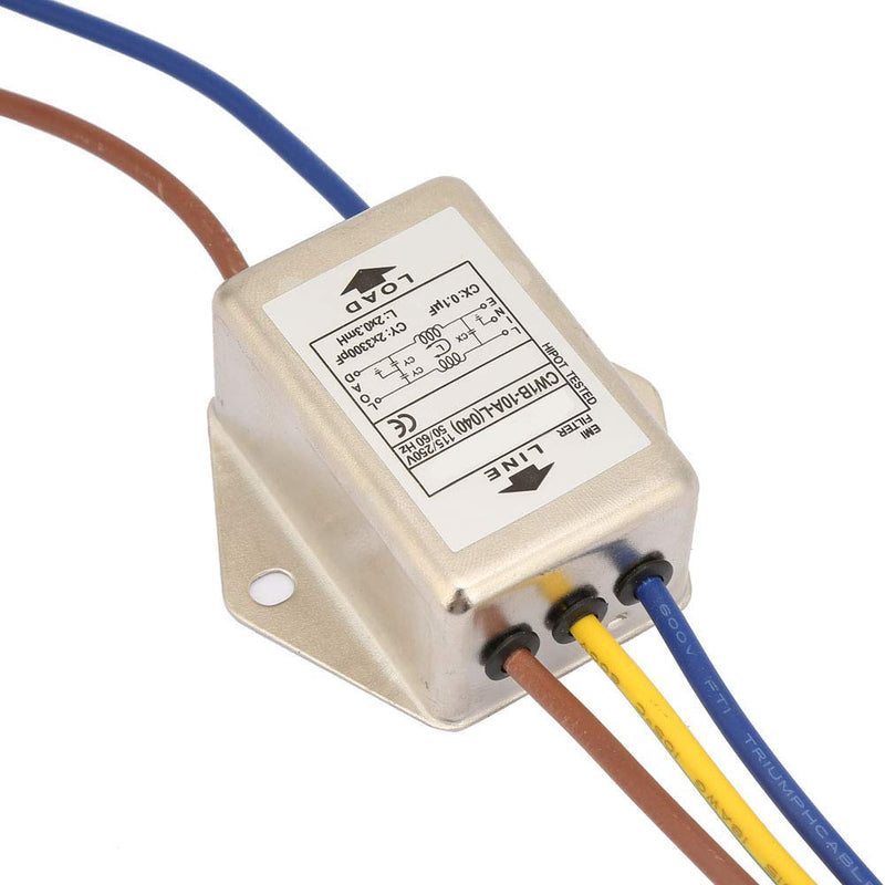 [Australia - AusPower] - EMI Mains Filter 230V, CW1B-10A-L(040) Single-Phase Filter for 115V/250V, 10A, 50/60Hz - Effective Protection Against Electromagnetic Interference CW1B-10A-L(040) 