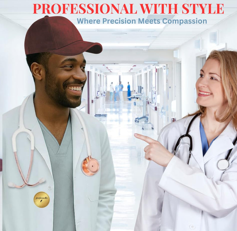 [Australia - AusPower] - White Stethoscope for Students Nurse Doctor, Beautiful Gold-Plated Stetho for Clinical Use, Professional high-sensitivity fiber membrane, Double Sided Stethoscope, estetoscopio medico 