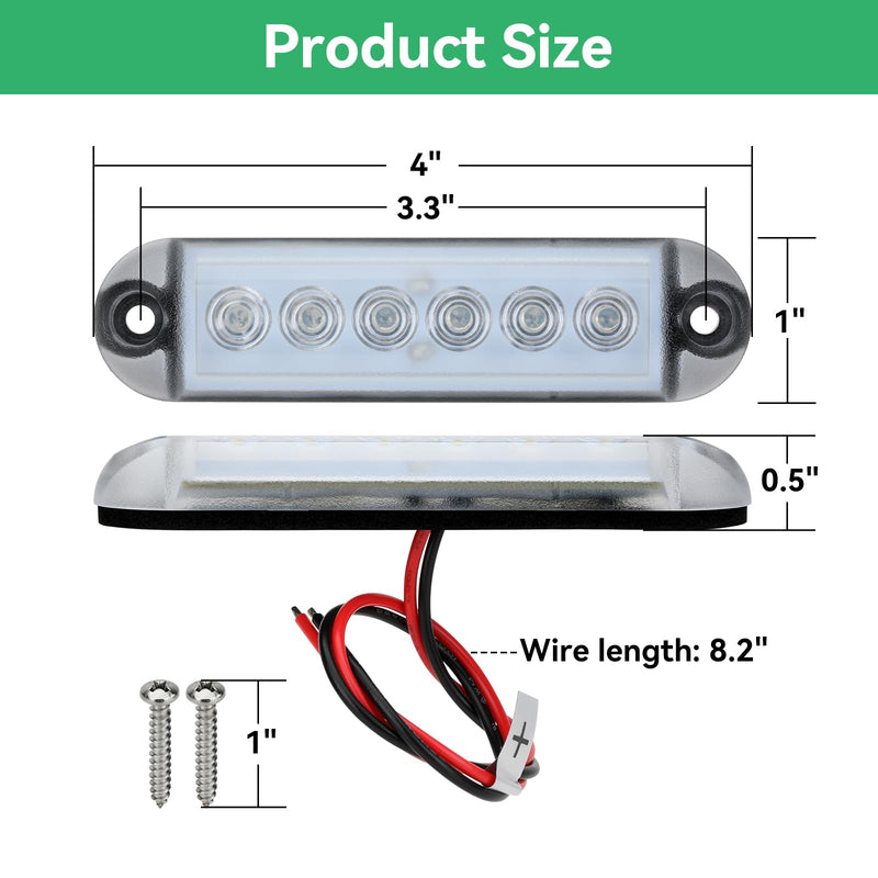 RGBW Boat LED Courtesy Light 12V 4PCS, 4 Inches Marine Courtesy Light Strip, IP67 Waterproof Boat Interior Cabin Lighting for Pontoon Sailboat Bass Yacht Kayak 4 INCH -RGBW Lights Without Switch