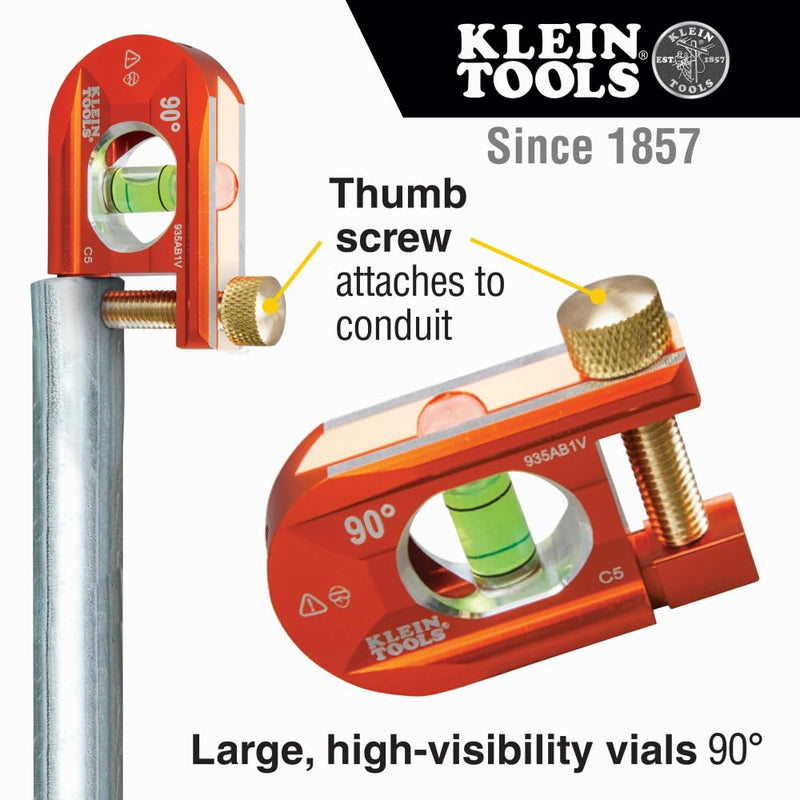 [Australia - AusPower] - Klein Tools 935AB1V No-Dog Level, 2.5-Inch Conduit Bending Level, 1 Vial, ACCU-BEND Level Eliminates Dog-Legs in Offsets and Saddle Bends 