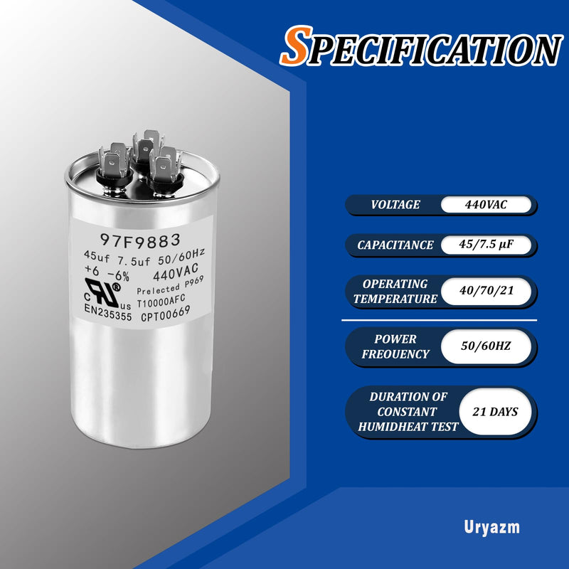 97F9883 CPT00669 Trane Replacement Capacitor 45+7.5 x 440 Round