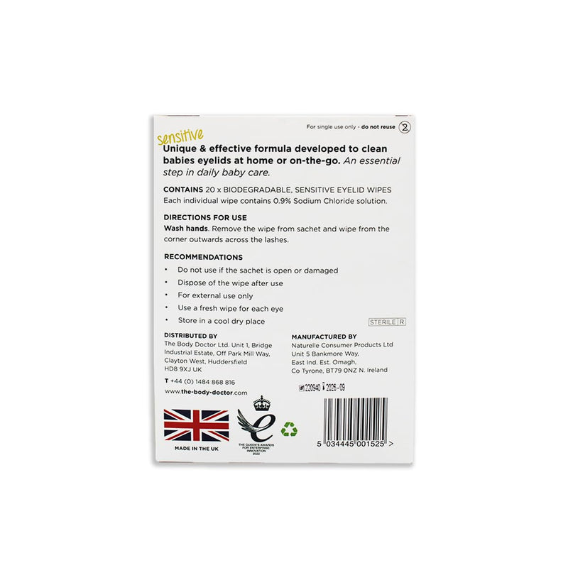 Eye Doctor Baby Eye Wipes for Sensitive Baby Eyes, Pack of 40, Sterile | Daily baby care without preservatives, detergents and fragrances, 40x, individually wrapped, for sensitive eyes 1 piece (pack of 40)