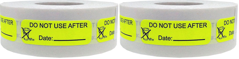 Fluorescent Yellow with Black Do Not Use After Medical Healthcare Stickers, 0.5 x 1.5 Inches in Size, 500 Labels on a Roll (Pack of 2) 0.5 x 1.5" Rectangle (Pack of 2)
