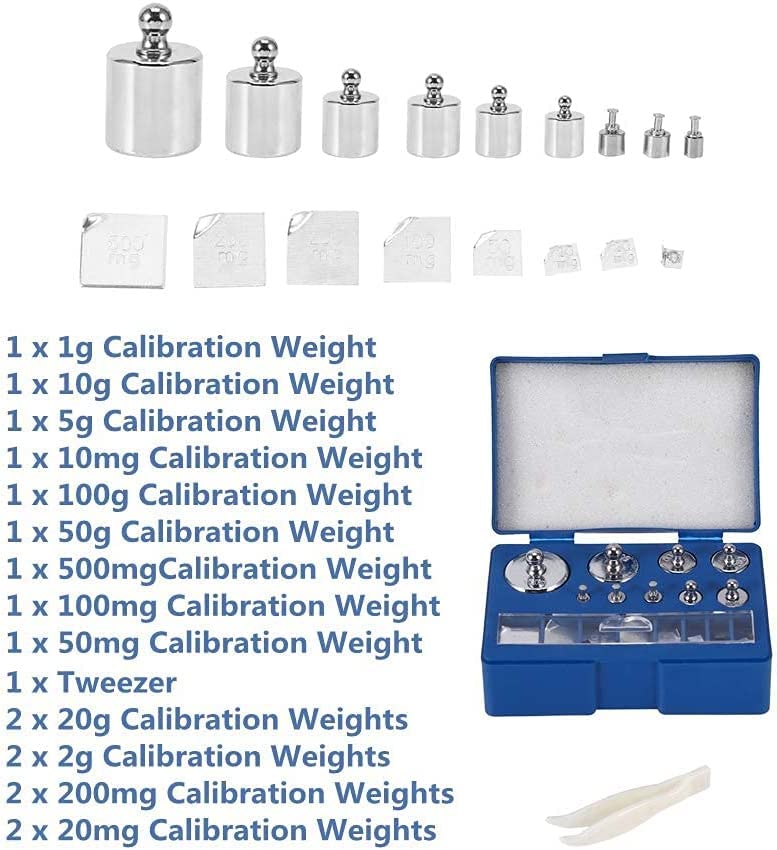 [Australia - AusPower] - Calibration Weights Set, 17 Pieces, 10 mg-100 g, Calibration Weights Scales, Precision Stainless Steel Calibration Weights Set, Calibration Weights, Precise Test Weight, Calibration Weight, Digital 