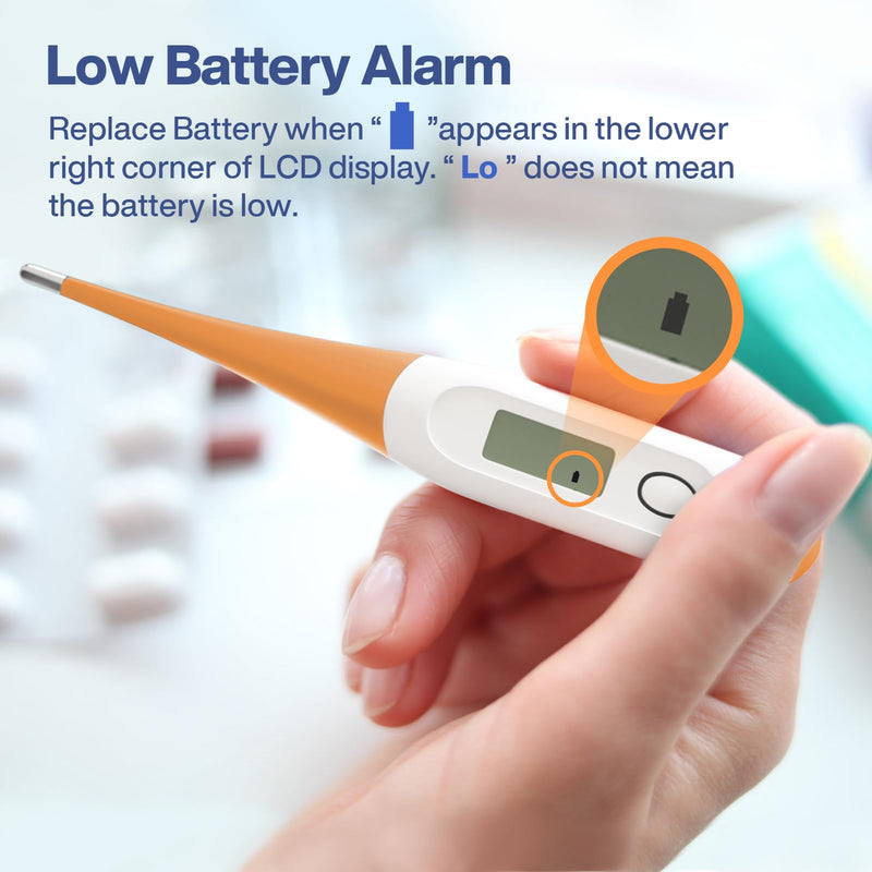 [Australia - AusPower] - Boncare 10 Seconds Digital Thermometer for Adults and Kids - Accurate & Safe Rectal Thermometer for Baby with Fever Alarm, Oral Thermometer FSA HSA Eligible (Orange) Orange 