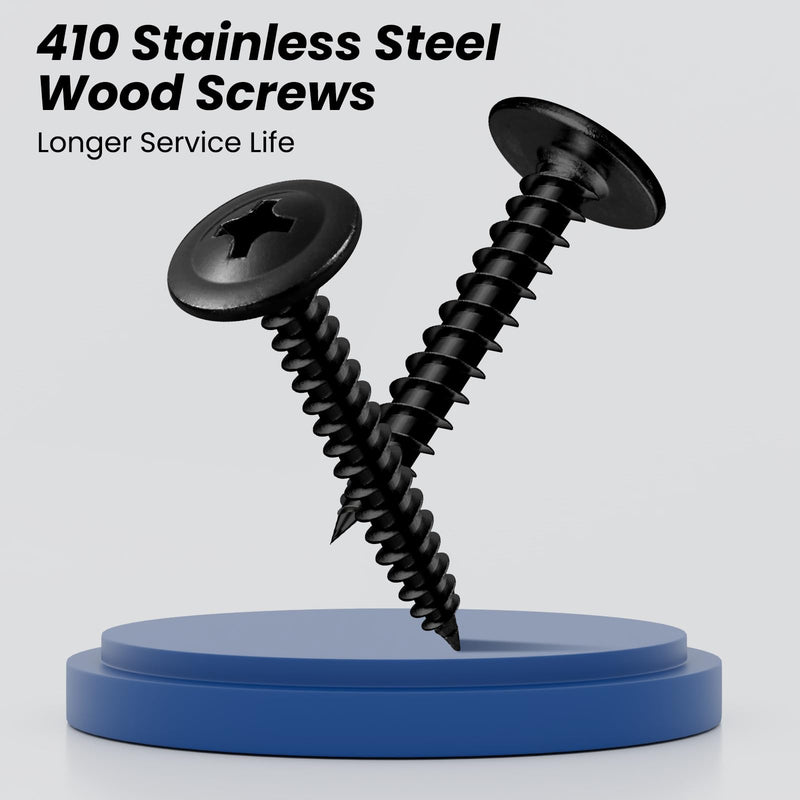 [Australia - AusPower] - #8 x 1-1/2 Inch Wood Screws Phillips Modified Truss Head Stainelss Steel 410 Self Tapping Metal Screws,Black Zinc Plated(1Ib,125Pcs) 8 x 1-1/2" 1lb Box 