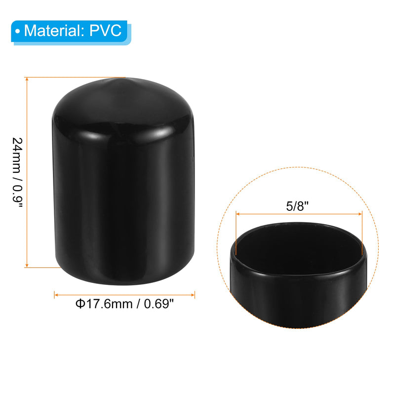 [Australia - AusPower] - PATIKIL 5/8" ID Round Rubber End Caps, 12 Pcs Rubber Bolt Covers Caps PVC Rubber Screw Covers Flexible Screw Thread Protector Caps for Metal Tube Rod Bolt, Black 