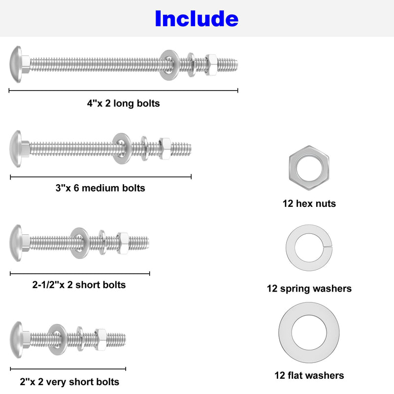 [Australia - AusPower] - Wheelbarrow Bolt Nut Kit Replacement Wheelbarrow Handle Part 5/16 Nut Bolt, 304 Stainless Steel Carriage Bolts and Nuts Kit - (12 Pack) 