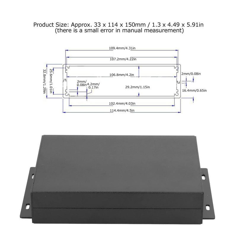 Project Aluminum Box, Aluminum Housing, Aluminum Housing Electronics, PCB Board Housing Black - 3.9 x 3 x 1.4 Inches (LWH) 100*76*35mm