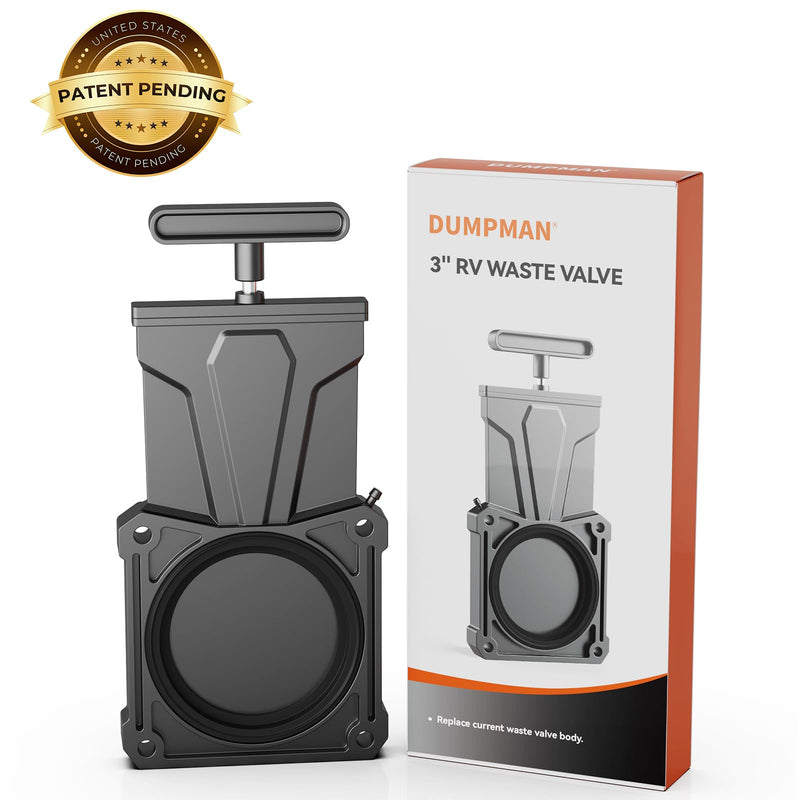 DUMPMAN RV Waste Gate Valve with Flow Control Handle, Fit for 3" Sewer Pipe, Waste Valve for Camping