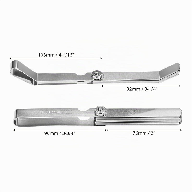 QWORK 2 Pcs Feeler Gauge, 32 Blade Straight & 16 Blade Cranked Feeler Gauge for Valves, Guitar, Spark Plug