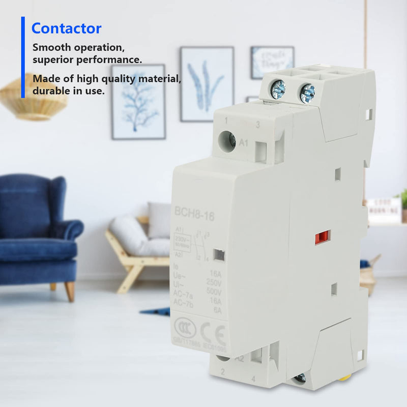 [Australia - AusPower] - Contactor 230 V, Relay 230 V DIN Rail Installation Contactor DIN Rail 2P 16 A 220 V/230 V 1NO 1NC 50/60 Hz Household AC Contactor for DIN Rails Electrical Technicians and Hobbyists, Default 