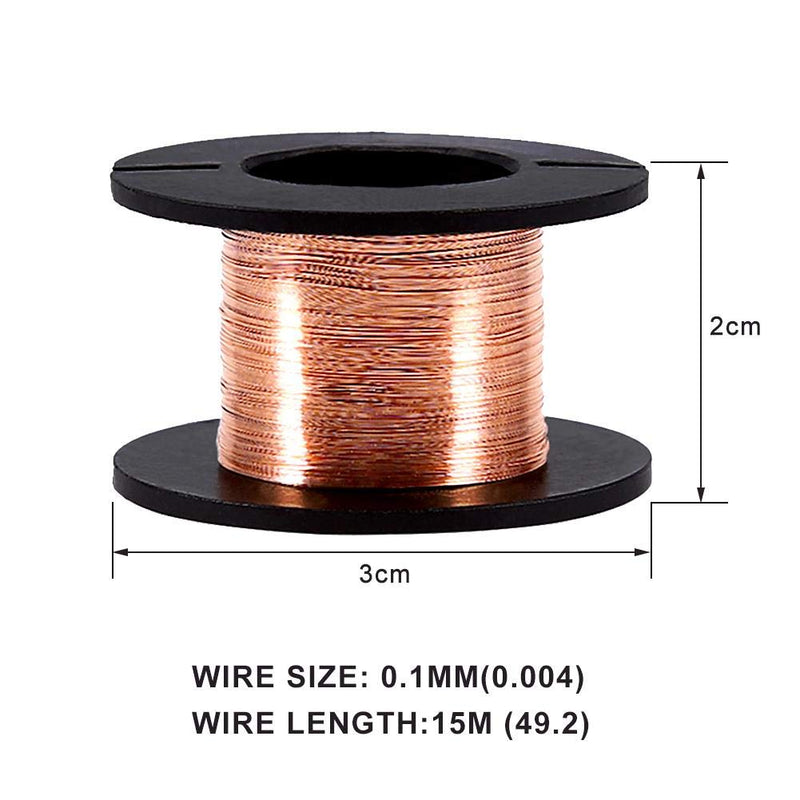 AWG 0.1mm Magnet Wire - Enameled Copper Wire - Enameled Magnet Winding Wire,Wire Length 15m Soldering Wire