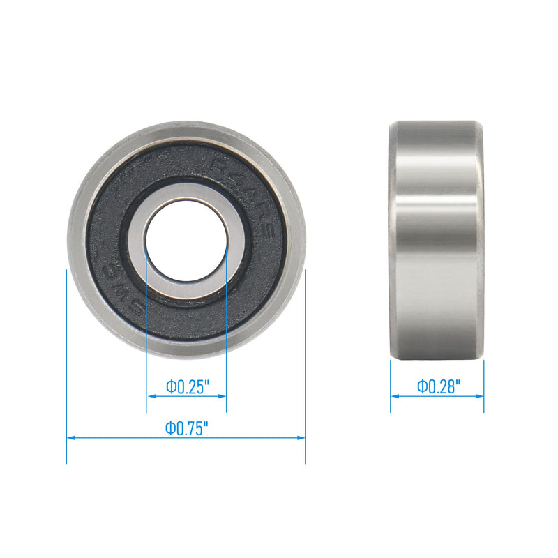[Australia - AusPower] - R4A-2RS 10 PCS Deep Groove Ball Bearing ID 1/4"×OD 3/4"×Width 9/32" Double Black Rubber Sealed Ball Bearing Chrome Steel P0 Z2 Bearing for Industrial Machine,Power Tools R4A-2RS Size 1/4"×3/4"×9/32" 