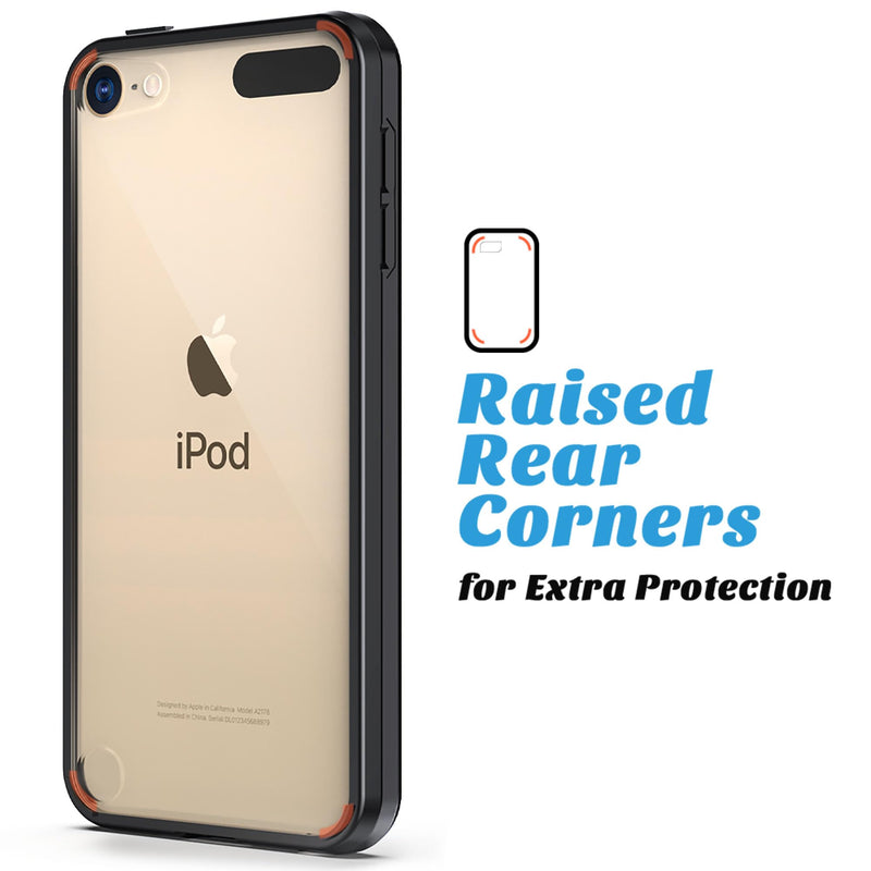 [Australia - AusPower] - ULAK iPod Touch 7 Case,iPod Touch 6 & 5 Case, Clear Slim Hybrid Bumper TPU/Scratch Resistant Hard PC Back/Corner Shock Absorption Case for Apple iPod Touch 5th 6th 7th Generation, Black 