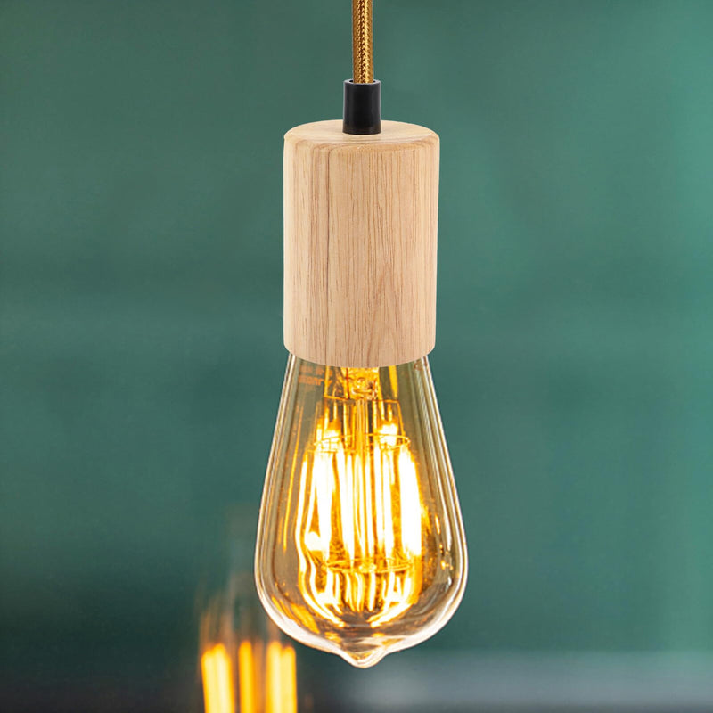 Didiseaon Wooden Lamp Holder Vintage Lamp Base Made of Wood and Plastic Durable Stable Install for DIY Pendant Light Living Room Bedroom