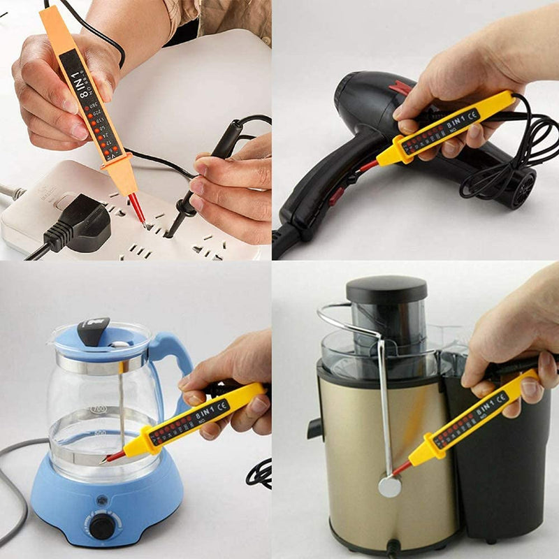 [Australia - AusPower] - Electric Circuit Tester, MACHSWON 8 in 1 Voltage Tester Probe Pen Continuity Detector Pen Meters Tester, 6V~380V 