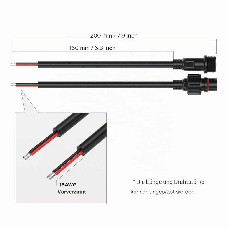 BTF-LIGHTING 5 Pin Waterproof Electrical Plug 24AWG IP65 | Male Socket 7.87in/20cm Extension Cable for Indoor/Outdoor LED Light Strips/String 15mm Nut Large Size 5 Pairs 5Pin Big